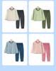 Unisex Fleece-gefüttertes Kinder Flanell Schlafanzug Set für Herbst und Winter