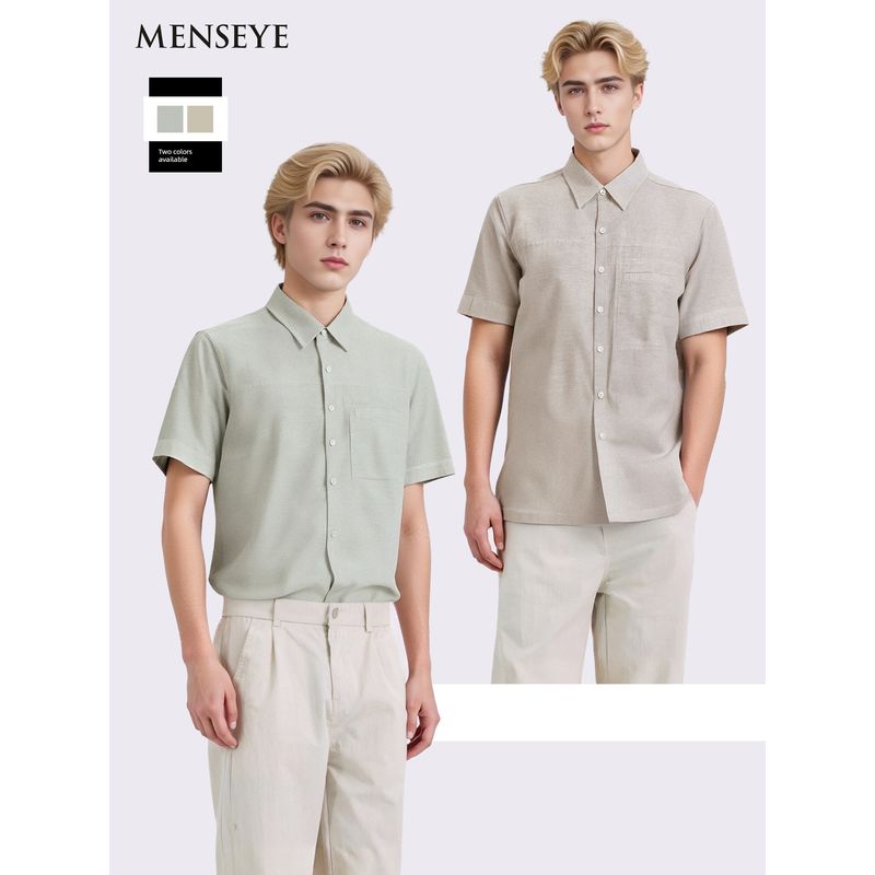 Same Style as in the Mall | Menseye Men's Short-Sleeved Shirt with Patch Pockets, Loose and Stylish, New Summer Style