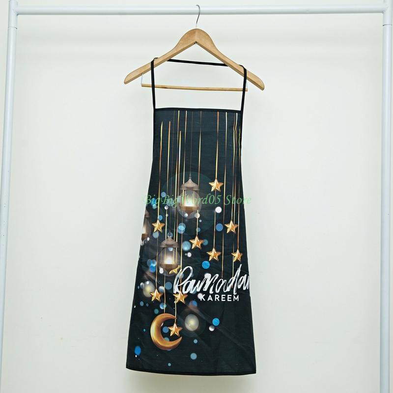 24TE Islamic Eid Ramadan Polyester Apron Digital Printing Aprons No Sleeve for Home Kitchen Restaurant Baking Cooking Women Oil