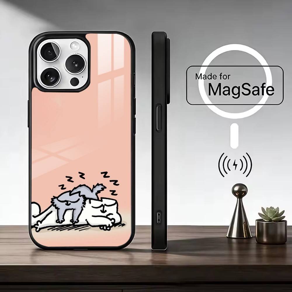 Simons Cat Phone Case For iPhone17,16,15,14,13,12,11 Plus,Pro Max Magnetic For Magsafe Wireless Charging