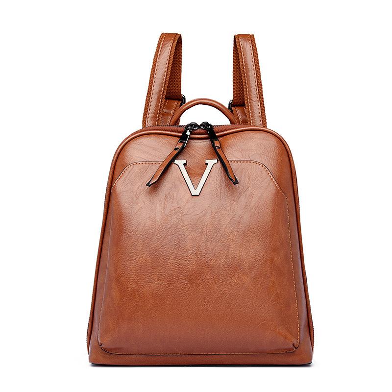Bag for Women Luxury Soft Leather Retro Women's Backpack High-quality Texture Solid Color Simple Schoolbag for Women