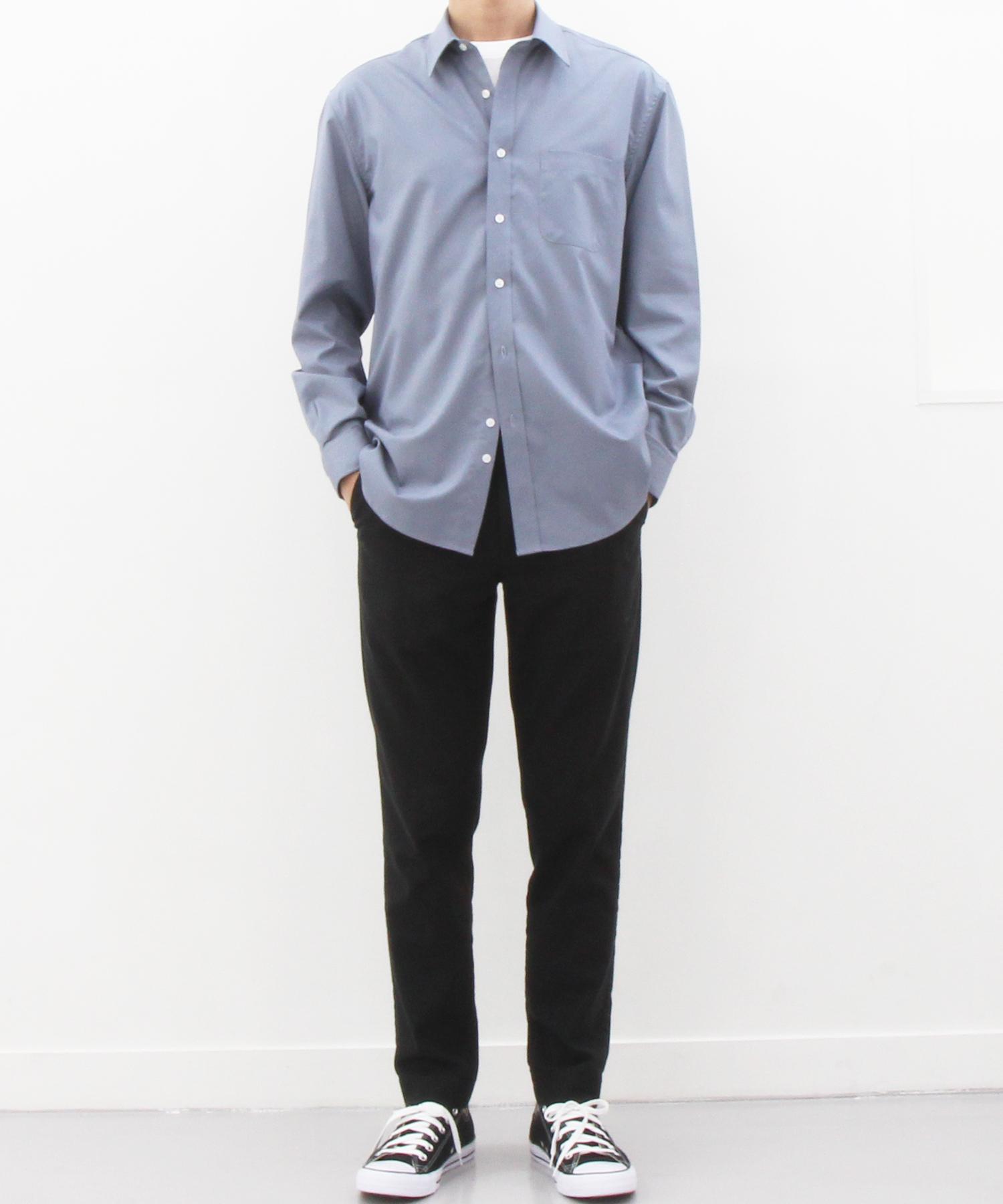 The Shirt Studio Deep Grey Semi-Overfit Spandex Solid Shirt 105