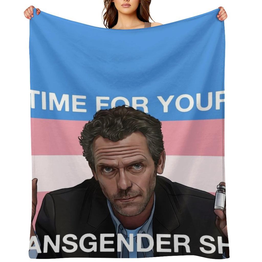 Dr. House Trans Flag Throw Blanket Giant Sofa Single Bed Fashionable Bed Covers Blankets
