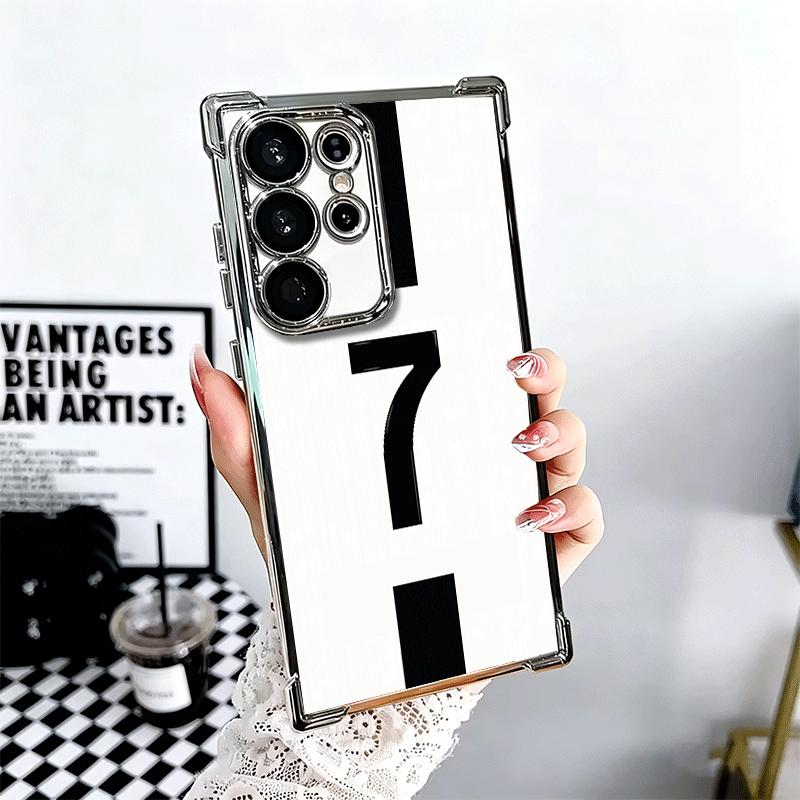 

FootBall Number 7 10 19 Plating Phone Case For Samsung Galaxy S24 S25 FE S26 Edge S23 Ultra S22 S21 Plus S20 Anti-Fall Airabag C Samsung S22 Ultra