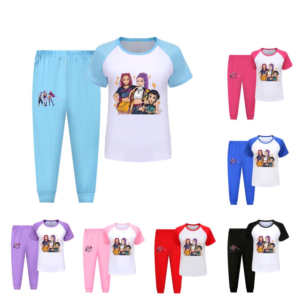 Children's Summer Sports T-shirt And Pants Two-piece Sportswear Set Short-sleeved Printed Clothing Suit
