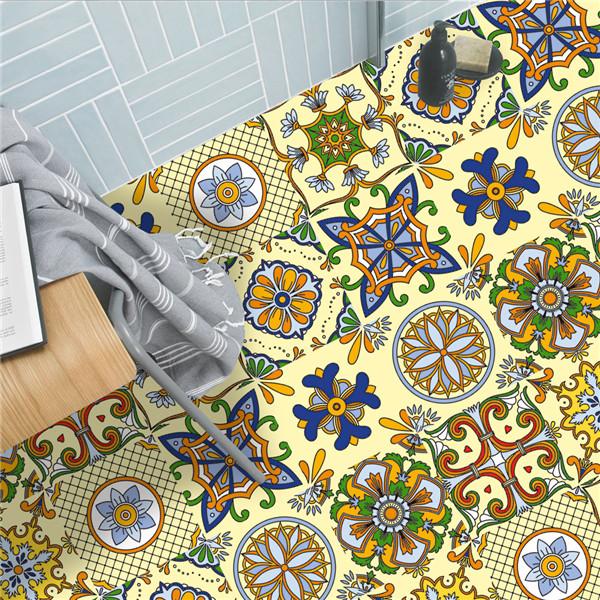 Waterdichte 3D Mandala Patroon Tegelstickers Keuken Badkamer Decoratie Zelfklevende Muur Meubelstickers Vloerbehang