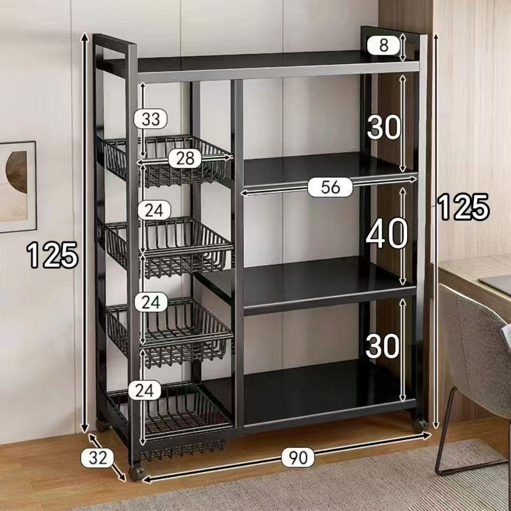 Multi-Layer Kitchen Vegetable & Microwave Storage Rack with Wheels