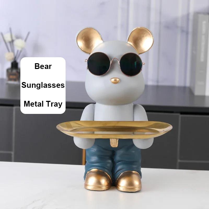 Bear Tray Bear Sculpture Piggy Bank Violent Bear Statue Resin Ornament Desktop Accessories Kids Gift Living Room Home Decor