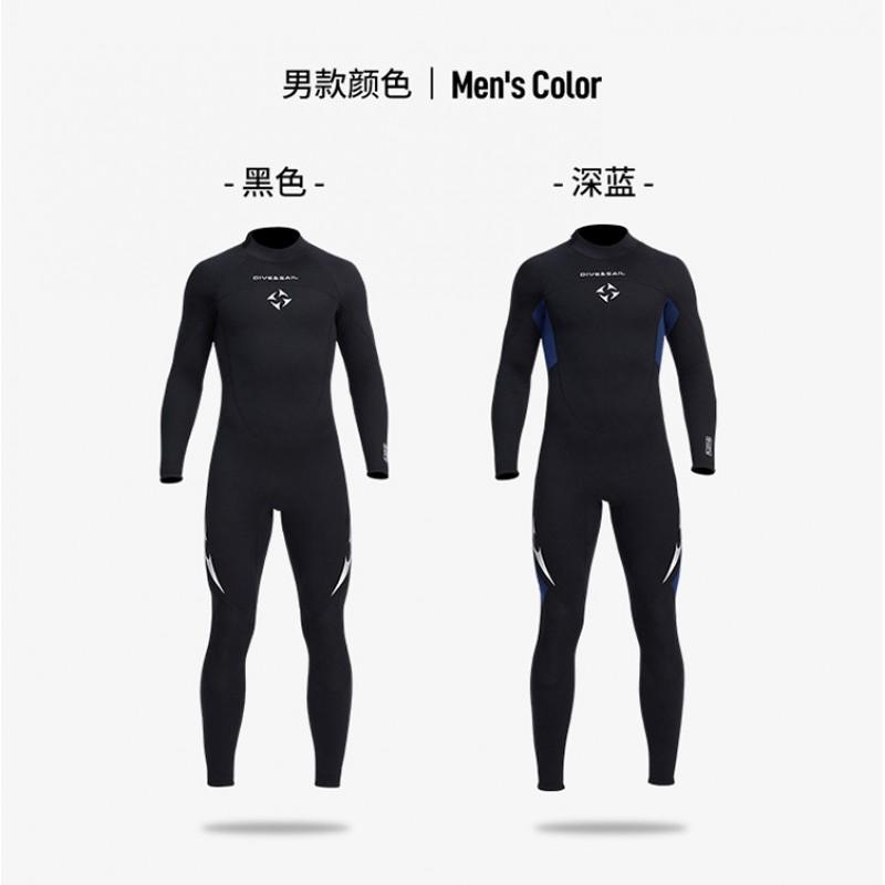 3MM Diving Suit Women's One-piece Long-sleeved Cold-proof Men's Snorkeling Surfing Swimming Warm Wet