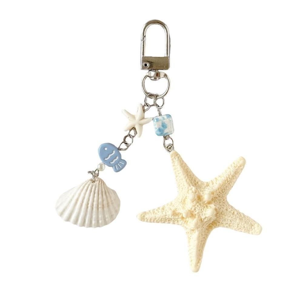 

Ornaments Beach Style Keychain Ocean Sea Series Fish Pendant Key Ring Bag Hanging Gifts Lock
