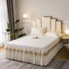 3pcs Set Raw Cotton Bed Romance Dust Protector Cover Soft Bedspread Embroidery Lace Edge Bed Skirt with 2pcs Pillowcase