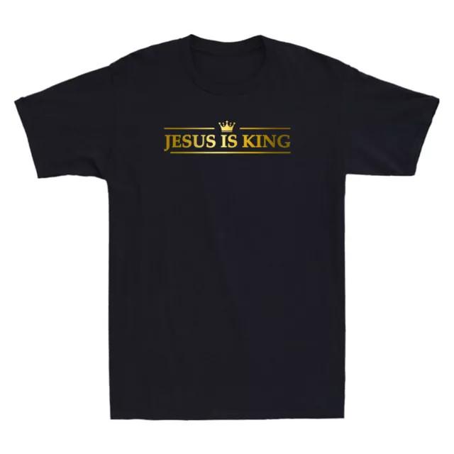 Jesus Is King Design Crown Golden Print Funny Christian Gift Cool Cotton Tee L