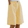 Women's Casual Comfortable Plaid Button-up Summer Shorts With Pockets