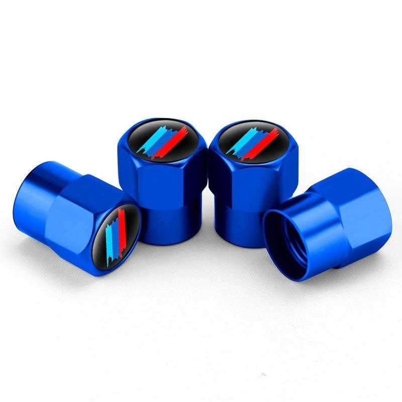 New Car Aluminum For BMW Tri Color Stripe Strip Decoration Emblem 4pcs Tire Valve Air Port Stem Cover Caps Wheel Hub Accessories BF2