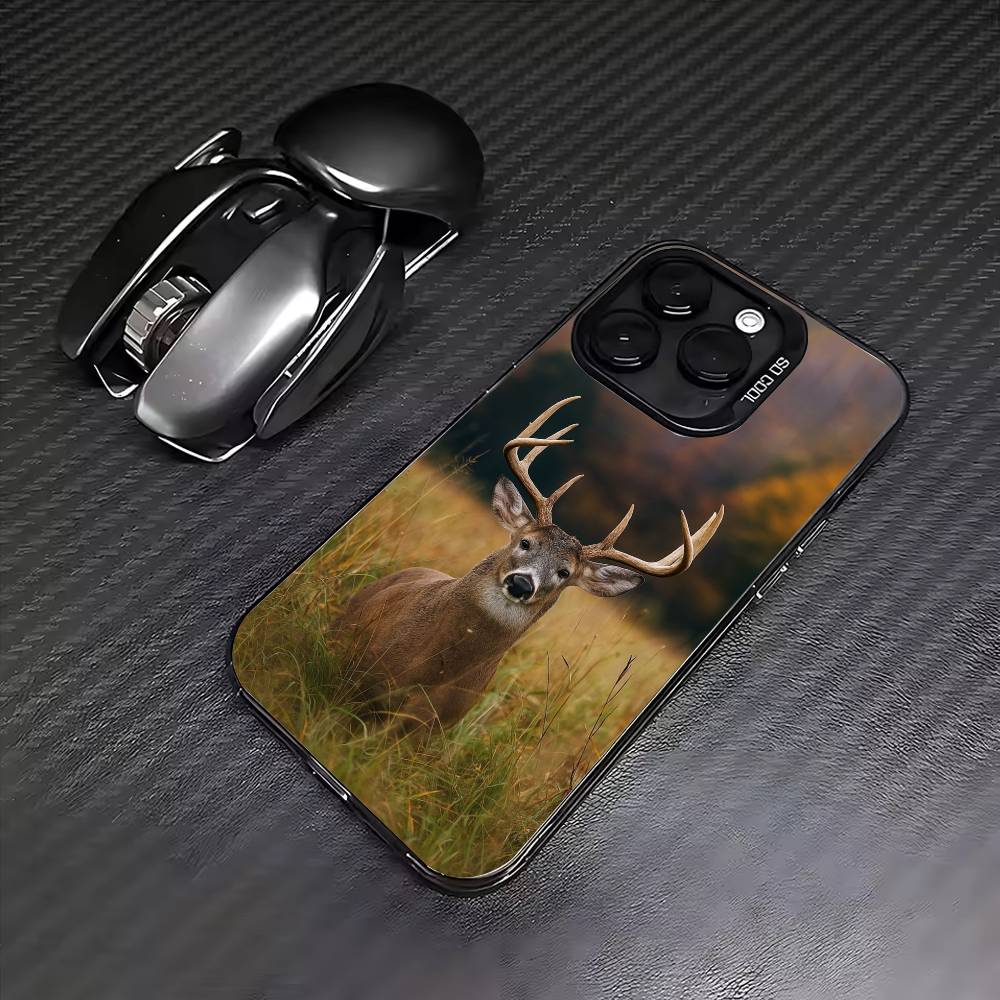 Deer Hunting Phone Case For iPhone17,16,15,14,13,12,11 Plus,Pro Max Colored Silver Plated Inside Cover