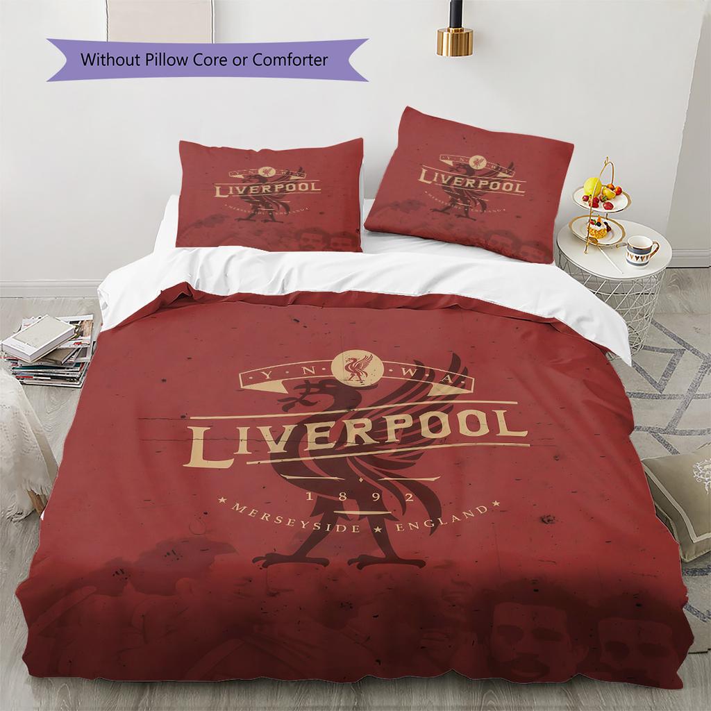Set Copripiumino Trapuntato con Fantasia Liverpool Football Club Decorazione per la Casa Regalo (1 * copripiumino + 2 * federe senza imbottitura).xwn