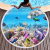 Ocean Hawaiian Tropical Sea Fish Print Round Beach Towel, Soft Microfiber Sealife Beach Blanket,Absorbent Quick Dry Pool Towel