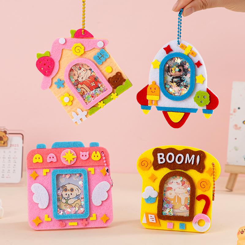 1 Set Shaker Puzzle Toys Non Woven Shake Pendant Diy Material Kits For Children Kids Easy To Paste Accessories Handmade Crafts