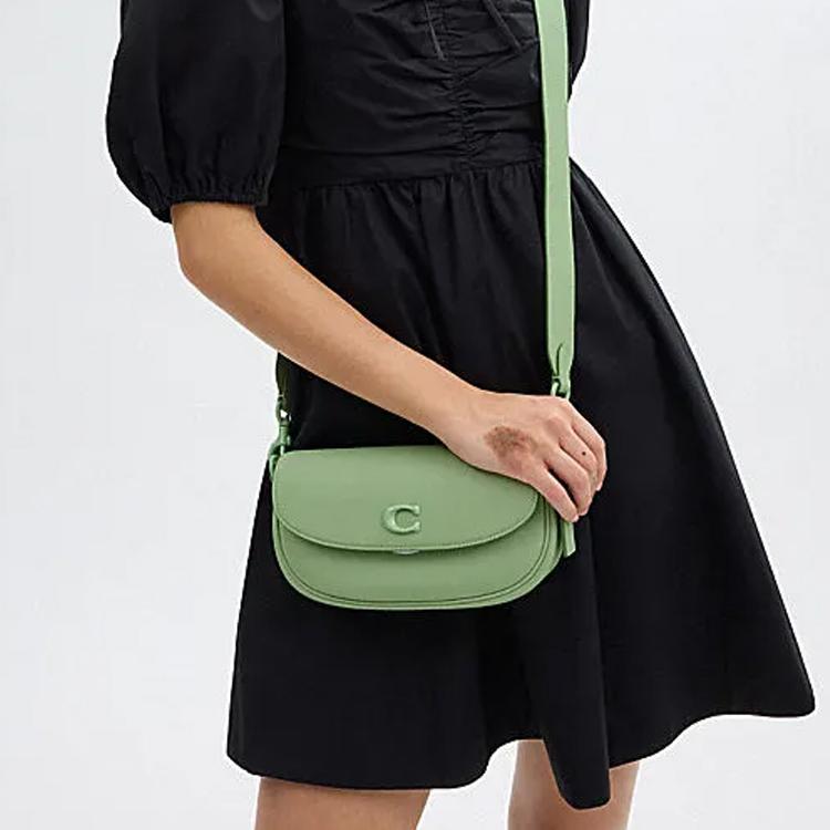 Coach Emmy 23 Logo Lock Closure Leather Saddle Bag Women handbags Light-Pistachio CR666-LHTY6