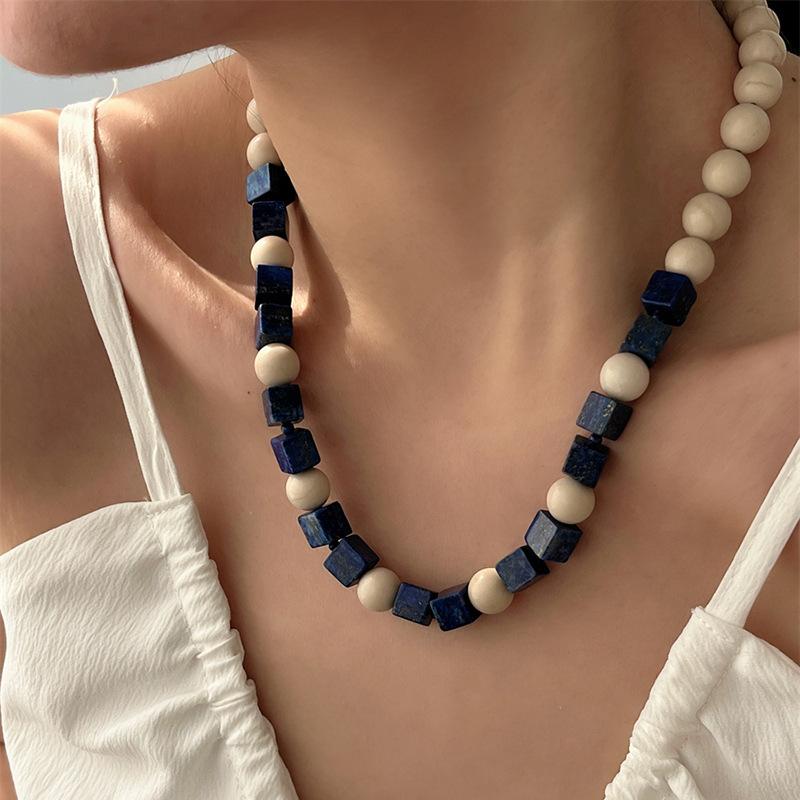 Handmade L Lapis Lazuli Blue Vaion Sle Nelace Fre Out New Chinese Design Collarbone Chain Jewelry Accory