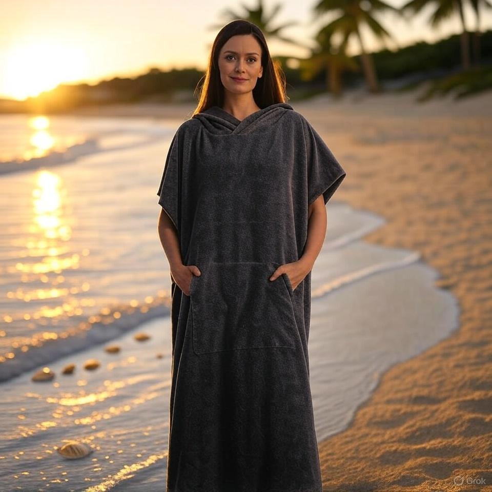 Adult Quick-Dry Surf Poncho Towel Hoodie Microfiber Beach Robe Changing Poncho Swim Towel for Beach