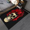 Skull Rose Printed Flannel Non-slip Carpet Suitable for Living Room and Bedroom
