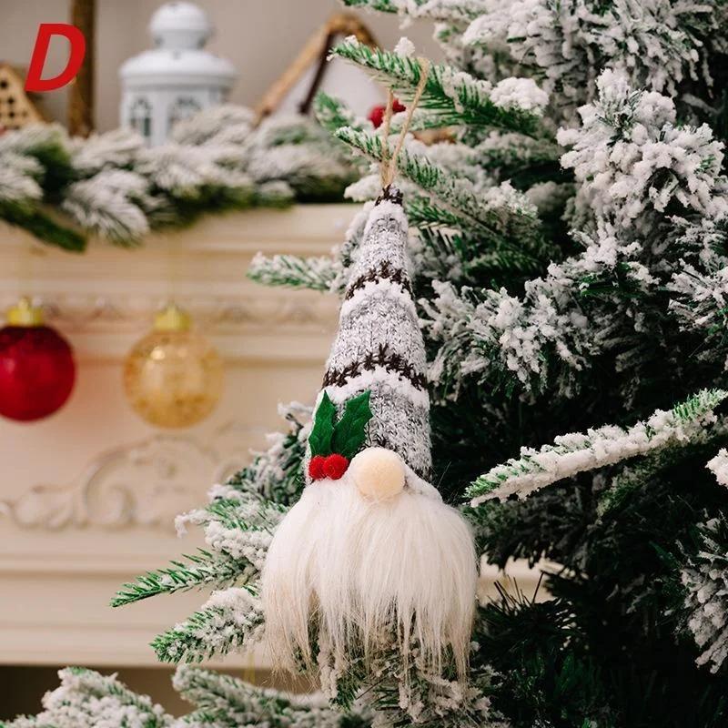 Christmas Decoration Holiday Knitted Hat with Light No Face Doll Pendant Atmosphere Decoration Glow Old Man Small Doll Pendant