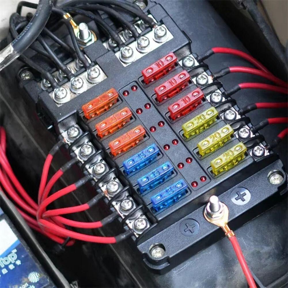 12-Way Circuit Fuse Block LED Indicator Fuse Holder Box Circuit Indicator  Marine Application
