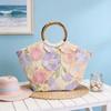 Beach Vacation Style Handbag With Embroidered Flowers And Sequins For Casual Day Use
