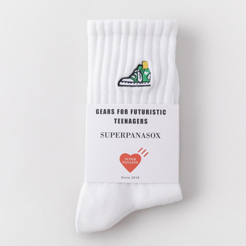 Cityboy Men's Trendy Cartoon Embroidery Mid-Calf Socks - Sweat-Absorbing Sport Socks for Autumn & Winter