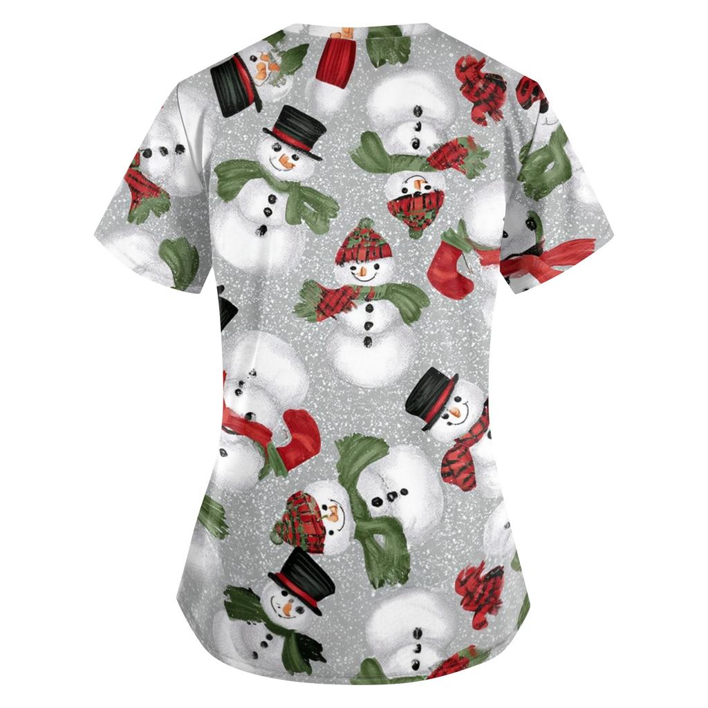 Women's Casual 3/4 Sleeve Neck Christmas Print Top for Holiday Parties