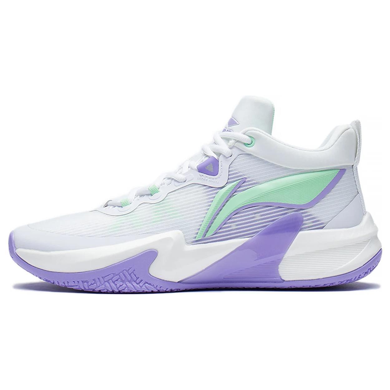 

New LINING Basketball Shoes Men Low Top Gray/Purple/Green ABAS041-1 41.5