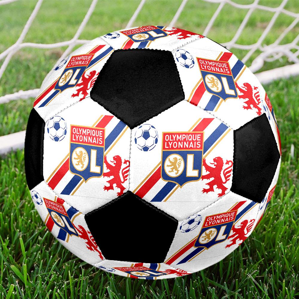 Pallone da Calcio Olympique Lyon Taglia 5 Colorato Cucito a Macchina PVC Pronto per la Competizione Resistente Alta Rimbalzabilità