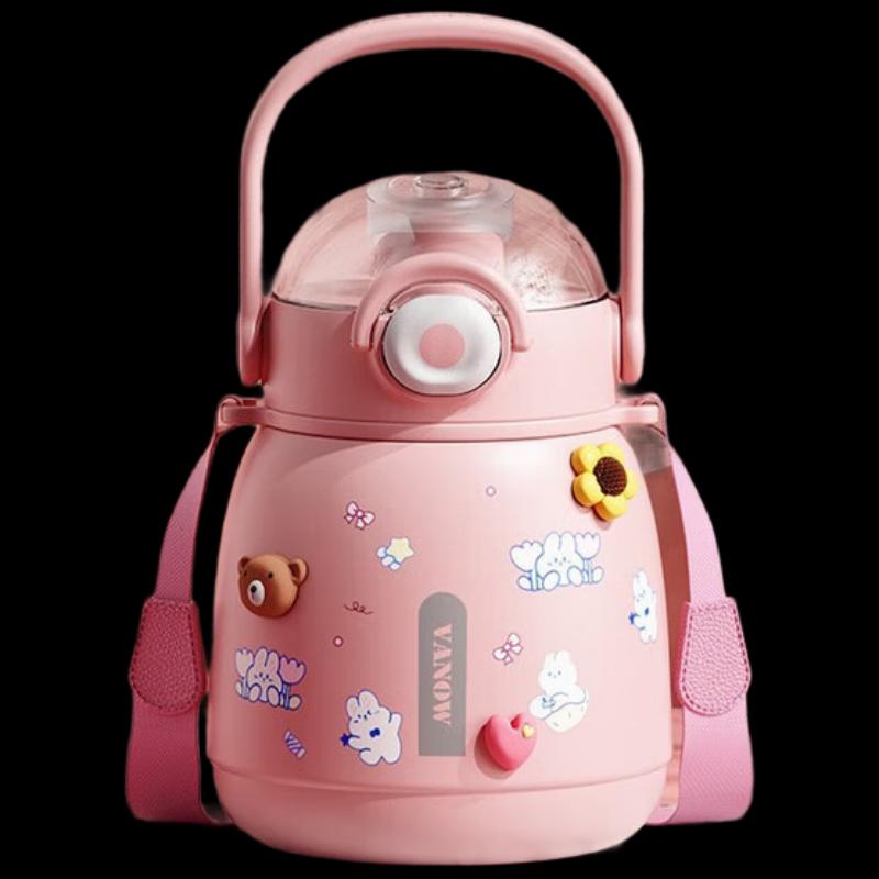 Vanow 900ml 316 Stainless Steel Portable Straw Water Bottle