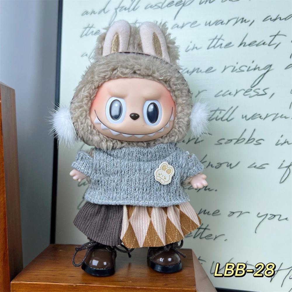 

Cute Fashion Clothes Set 17cm Blind Box Doll Dress Up Accessories 1.0 2.0 3.0 For Labubu [No Doll,Only Clothes]