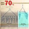 A Windproof And Non-Slip Balcony Clothes Drying Rack Designed to Save Space, Featuring 30 Clips, Suitable for Apartments And Terraces