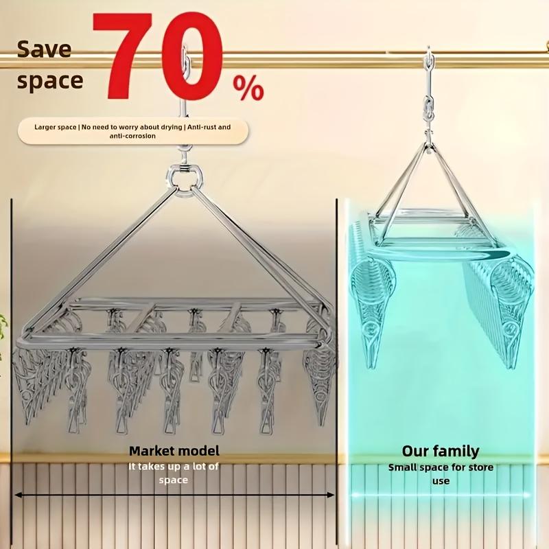 A Windproof And Non-Slip Balcony Clothes Drying Rack Designed to Save Space, Featuring 30 Clips, Suitable for Apartments And Terraces