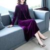 Women's Plus Size Dress Long Gold Velvet Dress Loose Retro Solid A-Line Dress Spring Autumn