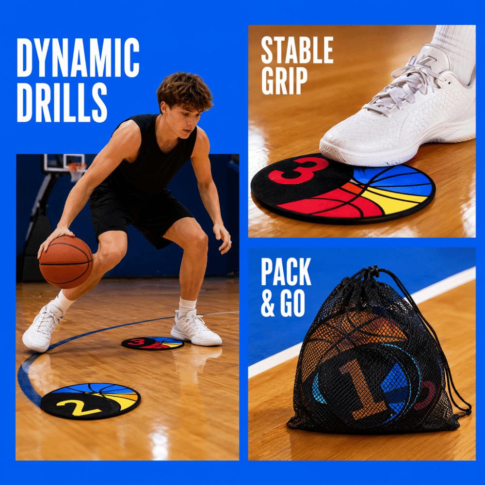 6PCS Rubber Basketball Spot Marker Anti-Slip Numbered Practice Mats  Basketball Dribbling
