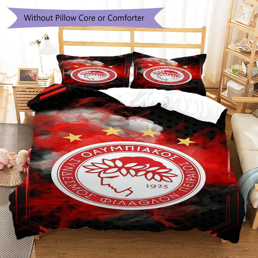 Olympiacos F.C Juego de Ropa de Cama Colcha Funda de Colcha Funda de Almohada Decoración del Hogar Regalo de Cumpleaños (1 * funda nórdica + 2 * fundas de almohada, sin núcleo)