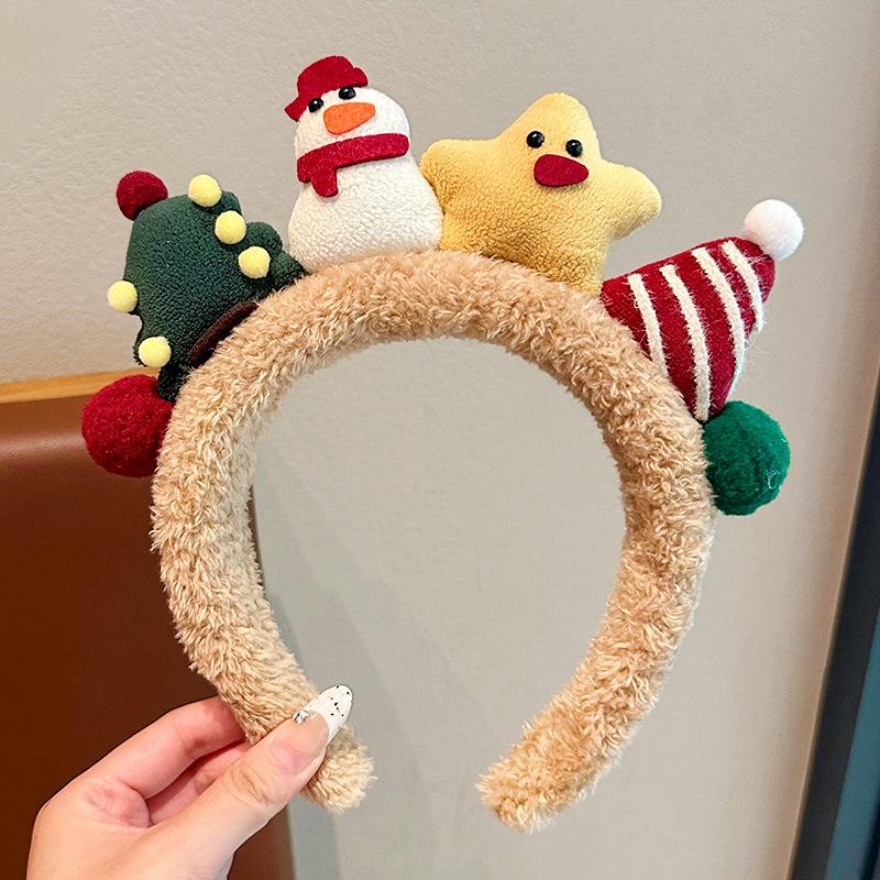 Festive Autumn & Winter Christmas Candy Hairband: Plush & Cute Face Washing Accessory for Girls