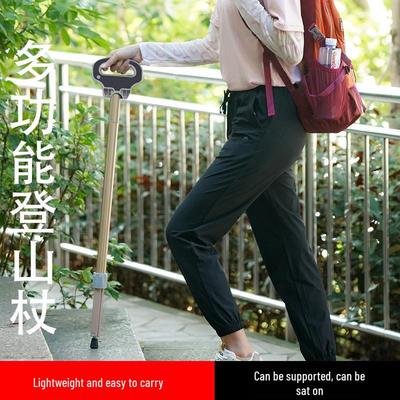 Multifunctional Non-slip Folding Hiking Cane with Massage Seat