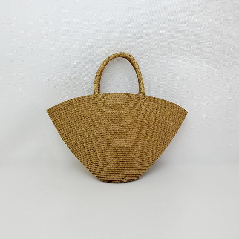 

Japanese-Style Non-Printed Series Paper Woven Bag Shoulder Bag Women Woven Bag Large Capacity Commuter Bag Straw Makeup Beach Bag Scalloped Tote Bag-In Stock Quick Hair
