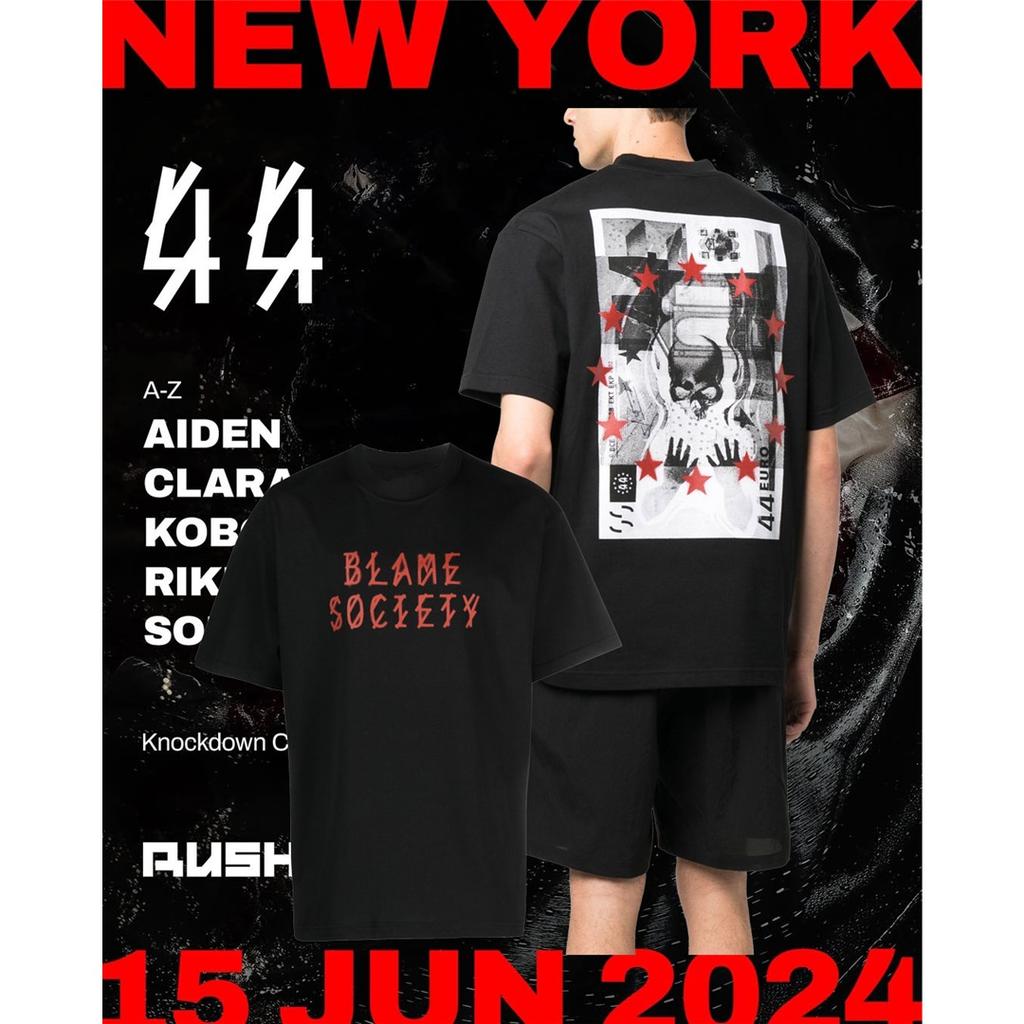 44 LABEL GROUP Cotton T-shirt Men's Women's Hip Hop Letter Printed Oversized T-Shirt Quality Designer Brand Tee Tops Streetwear Female Male Clothing