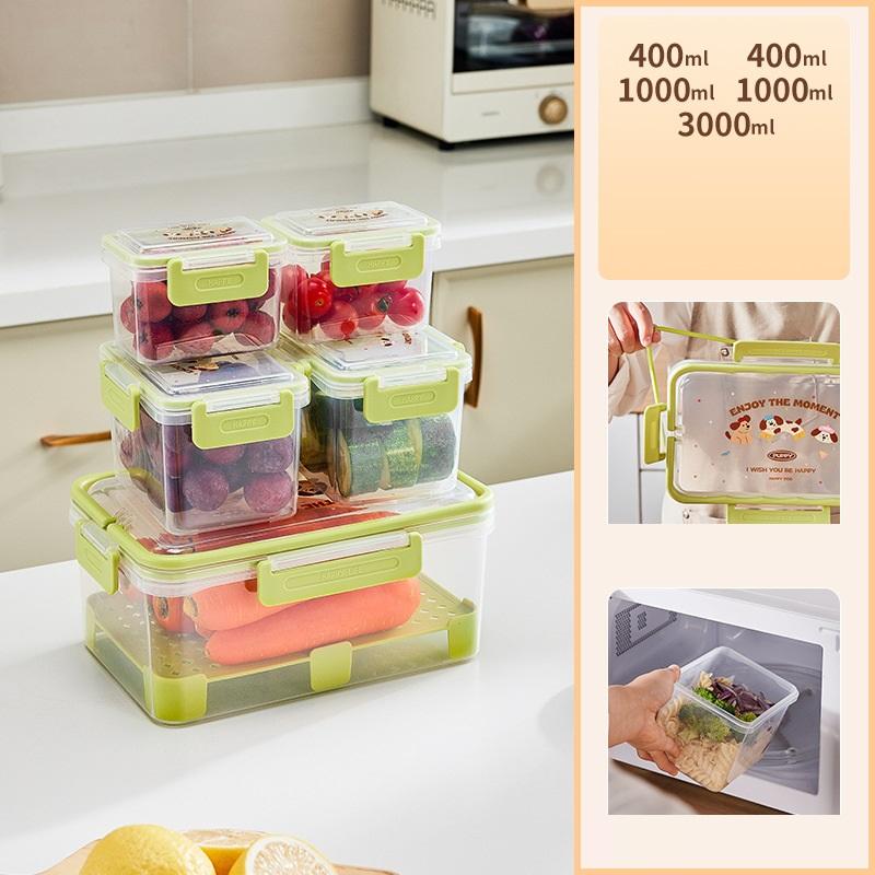 Heat Resistant Plastic Lunch Box Kitchen Fry Microwave Se Food Container Fruit Storage Shed Box Rectangular Divided Lid