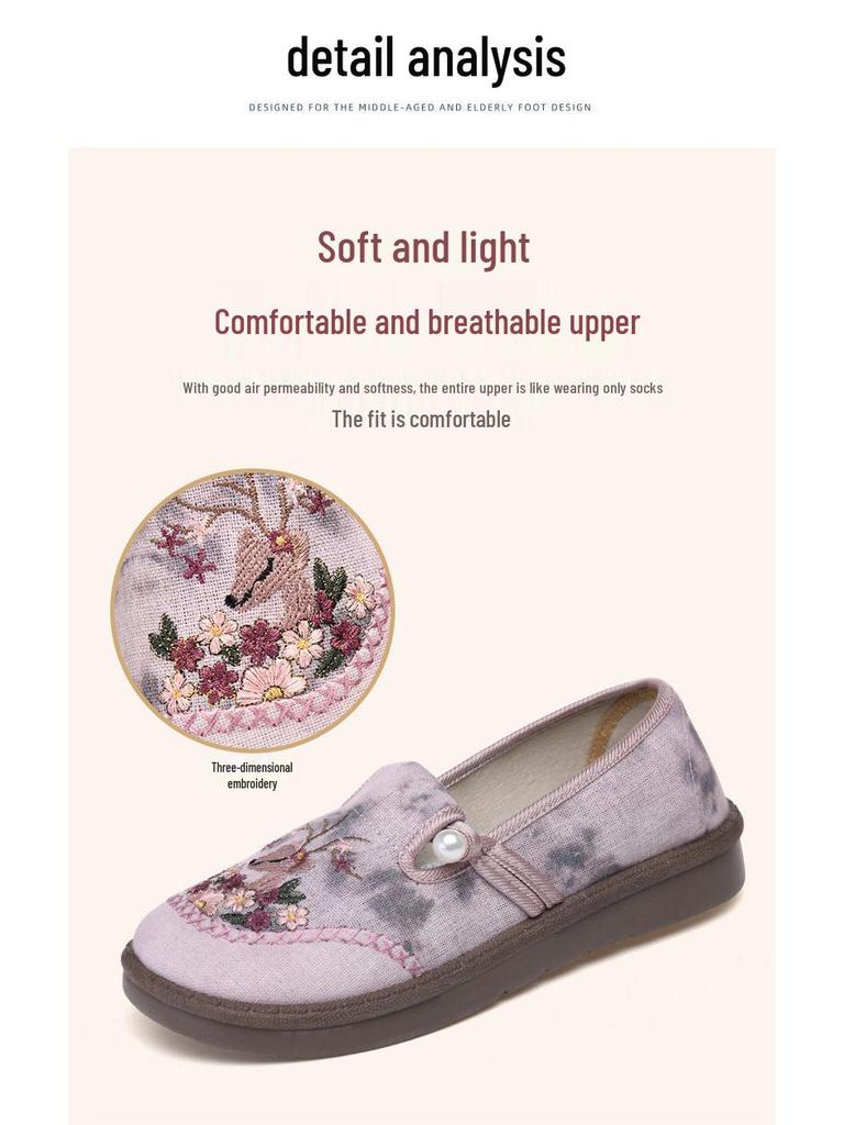 Women's Versatile Spring Ethnic Embroidered Cloth Shoes - Hanfu & Casual Styles
