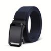 Cintura in tela nera elegante da uomo con fibbia automatica - Perfetta per jeans, tempo libero all'aperto e allenamento sportivo