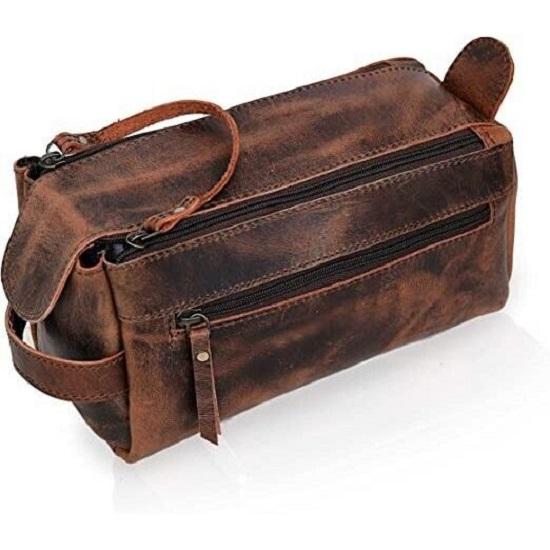 Kaufe Toiletry Bag Genuine Leather Shaving Kit Dopp Kit Travel Case zum Preis ab 81 Joom