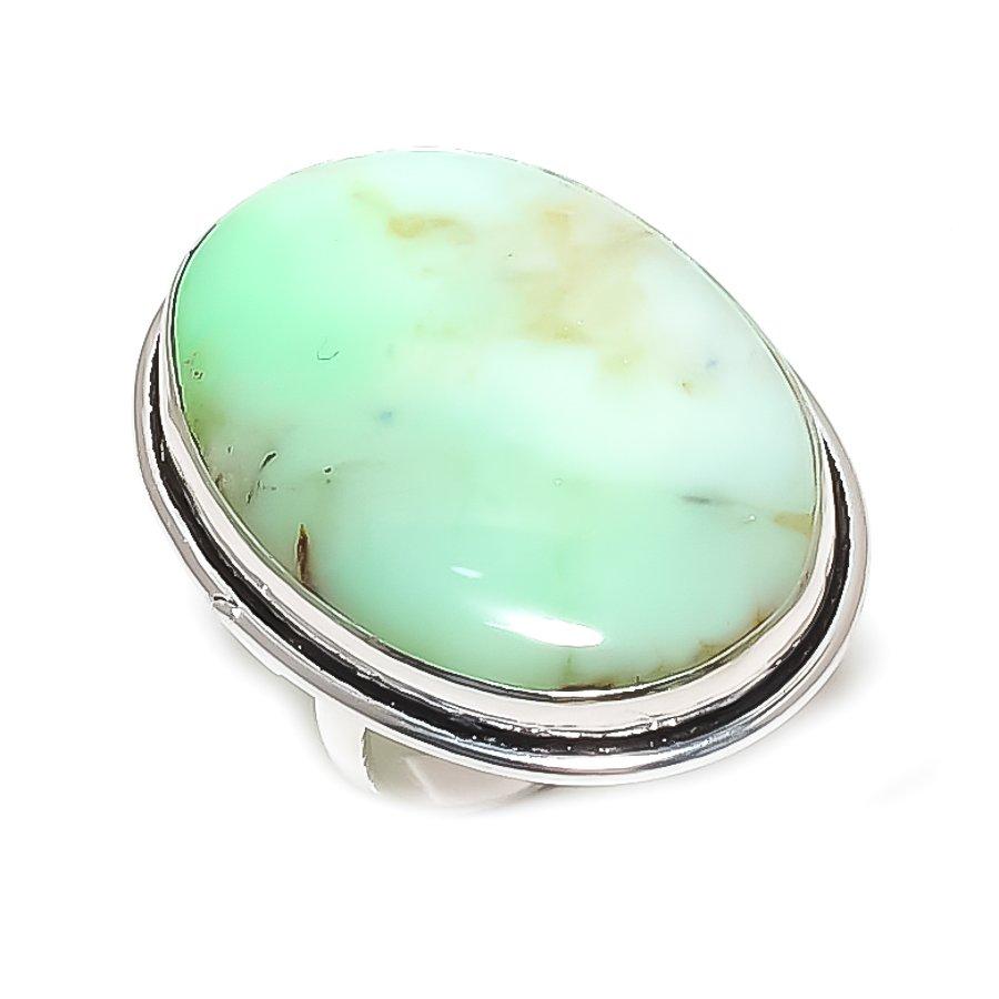 Chrysoprase Gemstone Handmade 925 Sterling Silver Jewelry Ring Size 7 I3b80