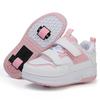 Fashion Girls Boys Roller Skates Children Sneakers With Two Wheels Thick-soled Skateboard Shoes Kids Non-slip Chunky Shoes White